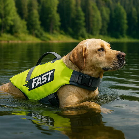Gilet de sauvetage pour chien Fast vert labrador qui nage
