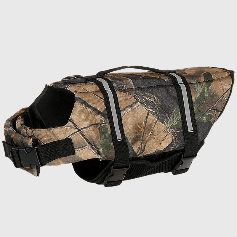 Gilet de sauvetage pour chien de couleur marron
