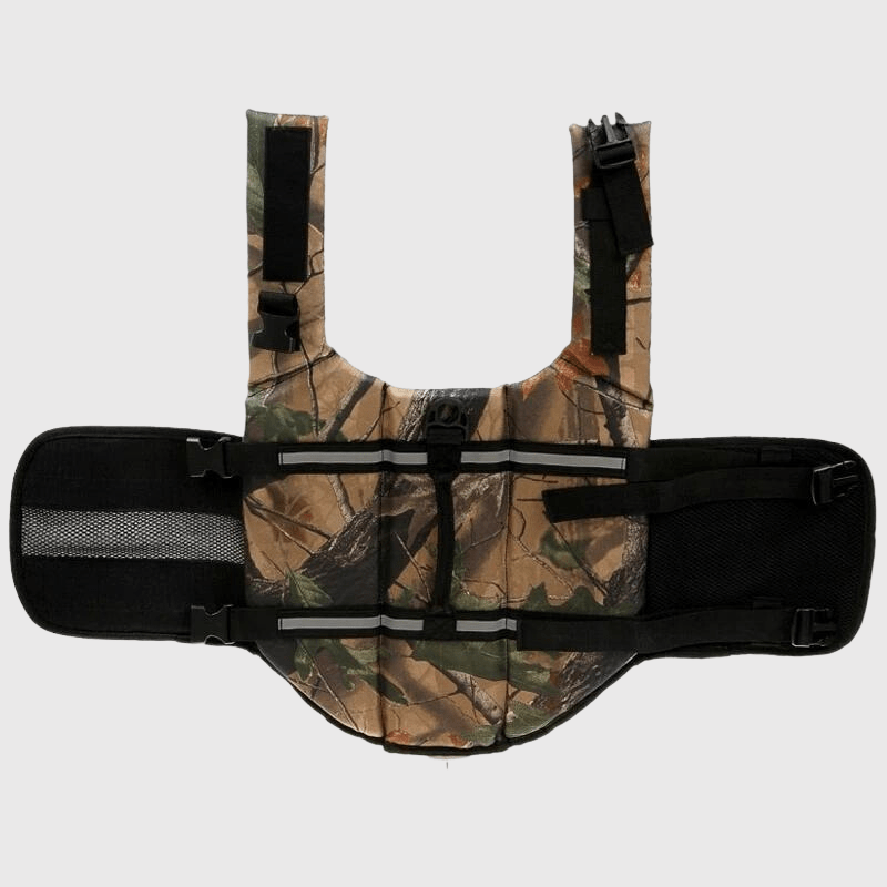 Gilet de sauvetage pour chien de couleur Militaire accroche