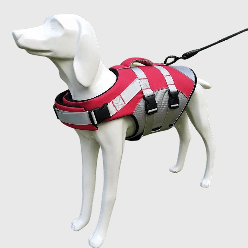 Gilet de sauvetage pour chien de couleur rose modele
