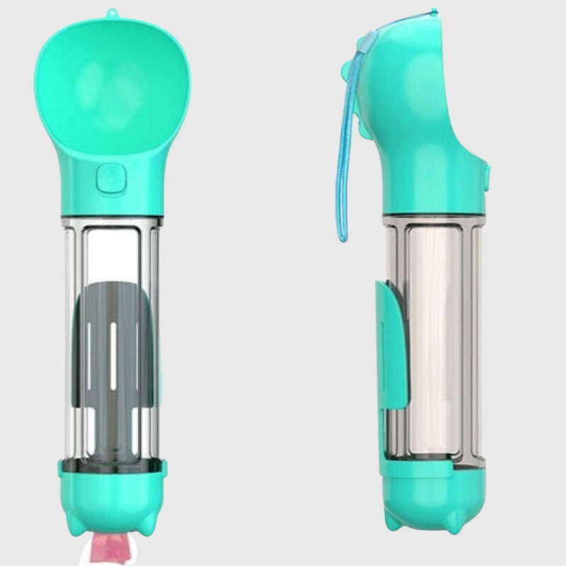 Gourde portable pour chien modele bleu vert