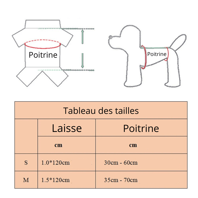 Harnais à froufrou pour chien taille