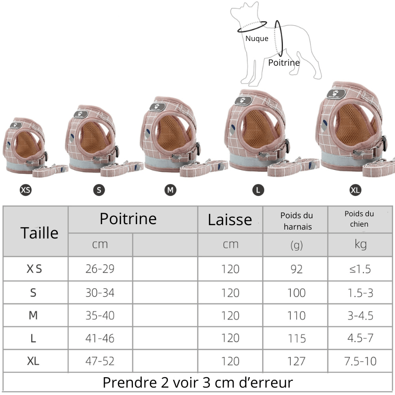 Harnais pour chien à carreaux taille