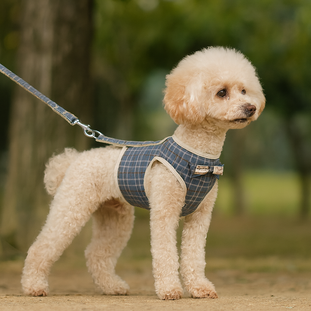 Harnais pour petit chien caniche blanc