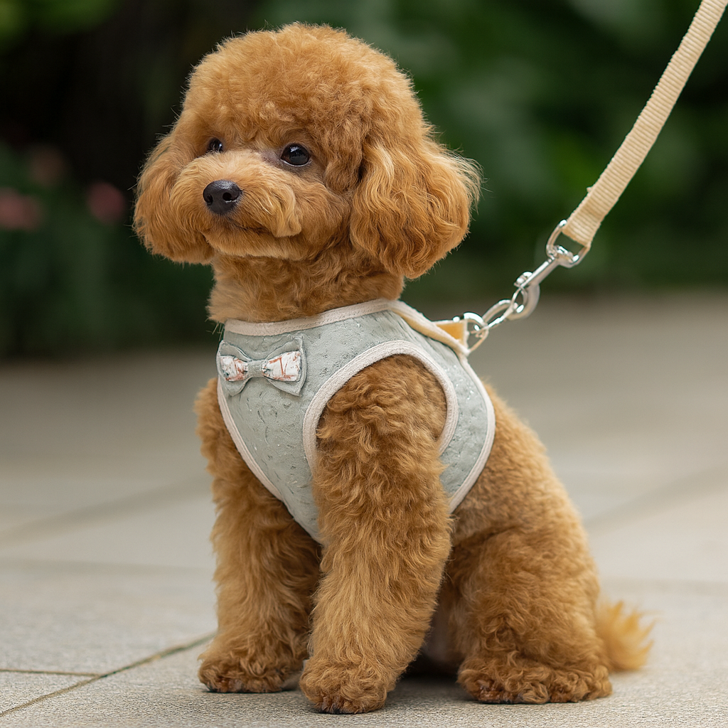 Harnais pour petit chien vert caniche