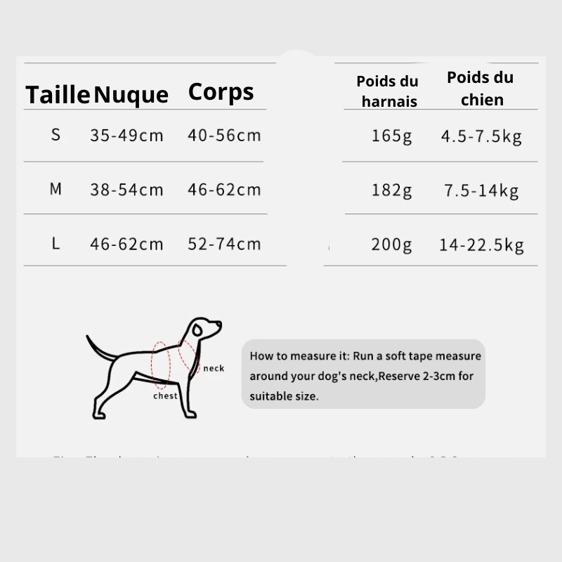 Harnais triple sangle chien taille