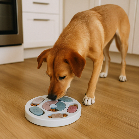 Jeu de réflexion pour chien dans la cuisine