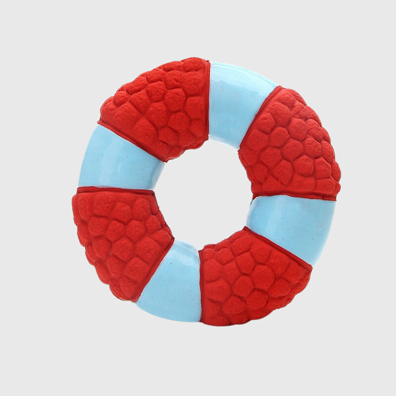 Jouet anneau pour chien anneau rouge et bleu