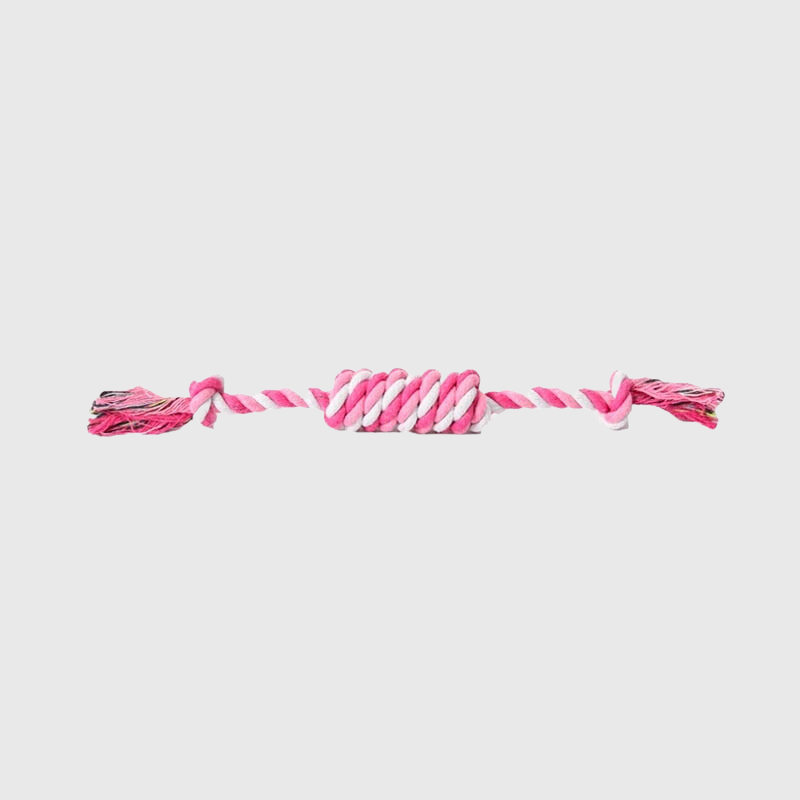 Jouet en corde Bonbon pour chien rose et blanc
