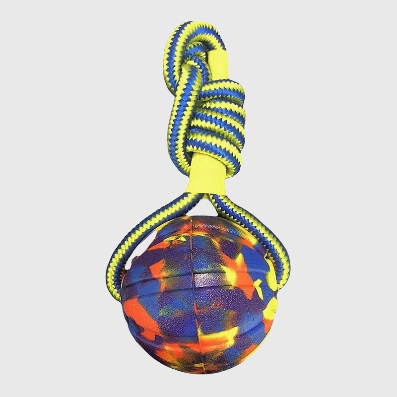 Jouet pour chien balle avec corde boule multicolor