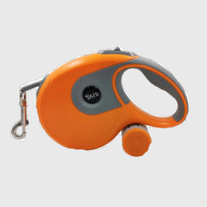 Laisse enrouleur Orange pour chien sac a caca