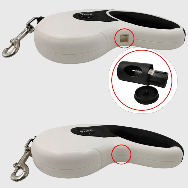 Laisse enrouleur blanc pour chien toutou