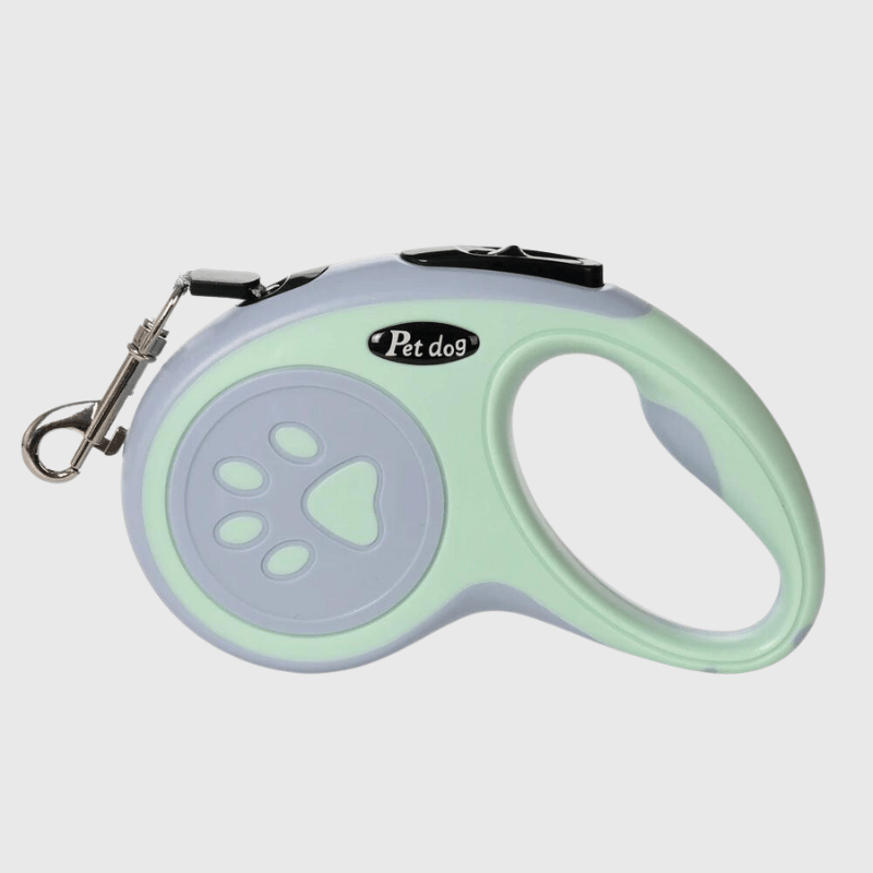 Laisse enrouleur patte de chien vert