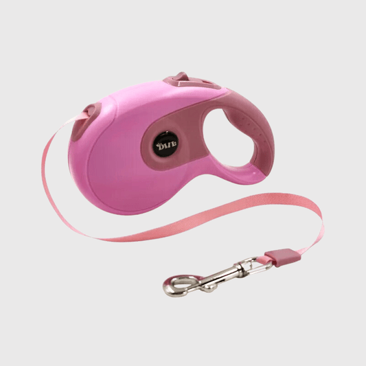 Laisse enrouleur rose pour chien
