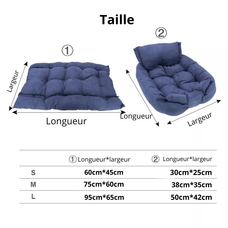 Lit anti-stress pour chien guide des tailles