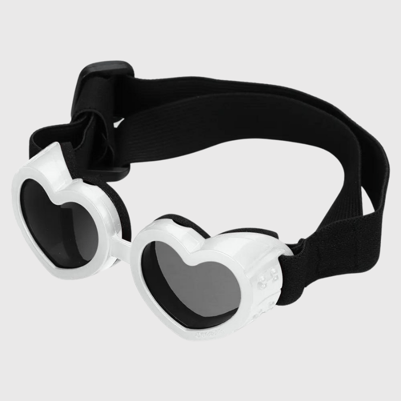 Lunette de protection pour petit chien en forme de cœur blanc