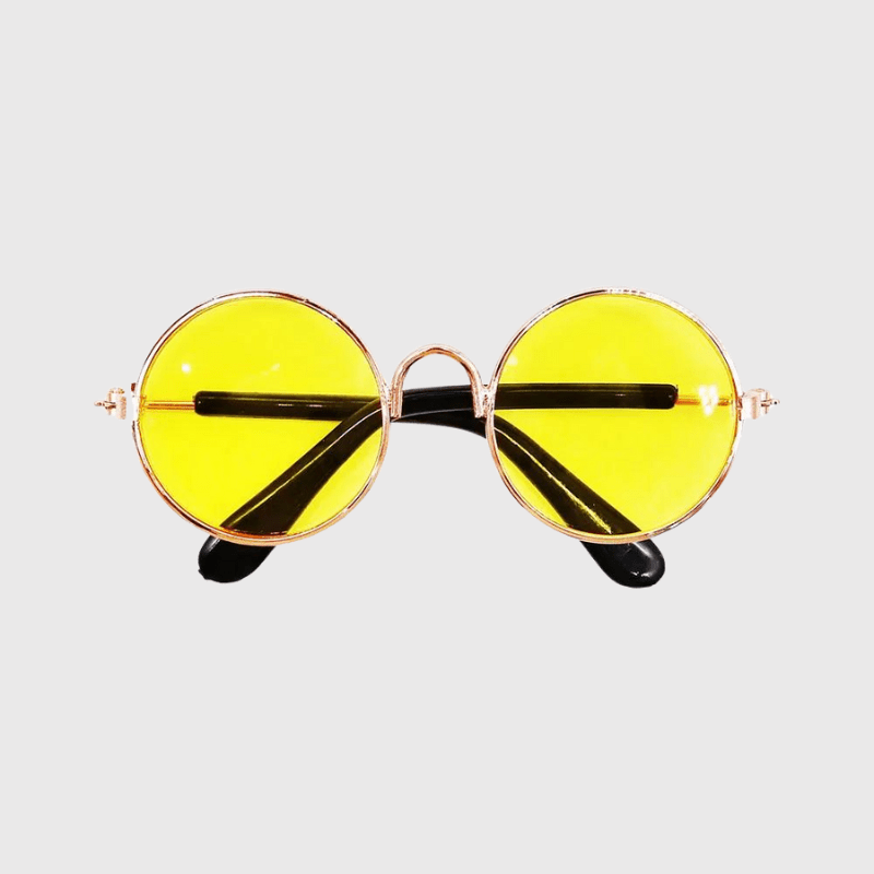 Lunette de soleil ronde pour chien jaune