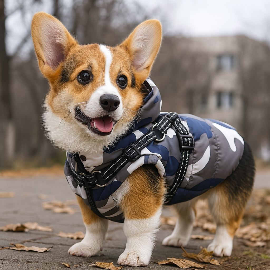 Manteau pour chien avec attache pression et harnais intégré
