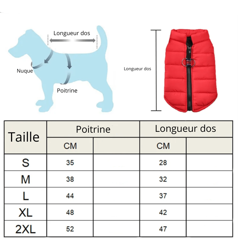 Manteau pour chien imperméable bleu taille