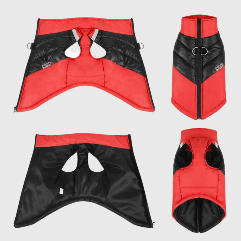 Manteau pour grand chien rouge ouverture