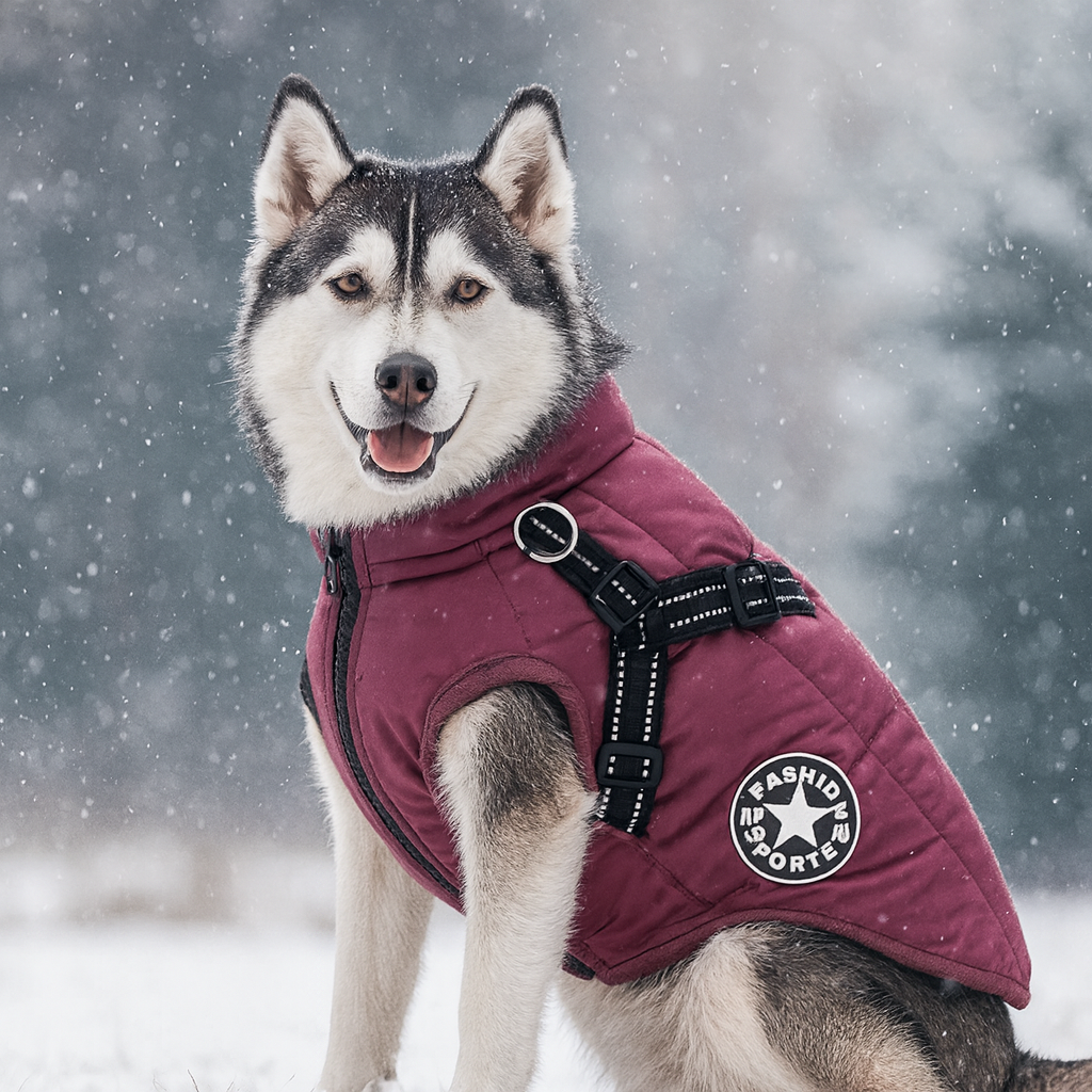 Manteau pour gros chien avec harnais husky