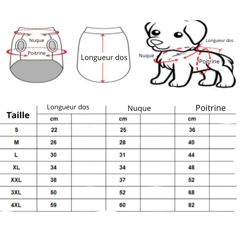 Manteau pour petit chien avec harnais intégré taille