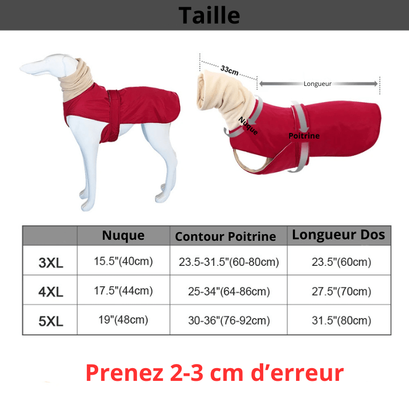 Manteau wouapy pour chien taille
