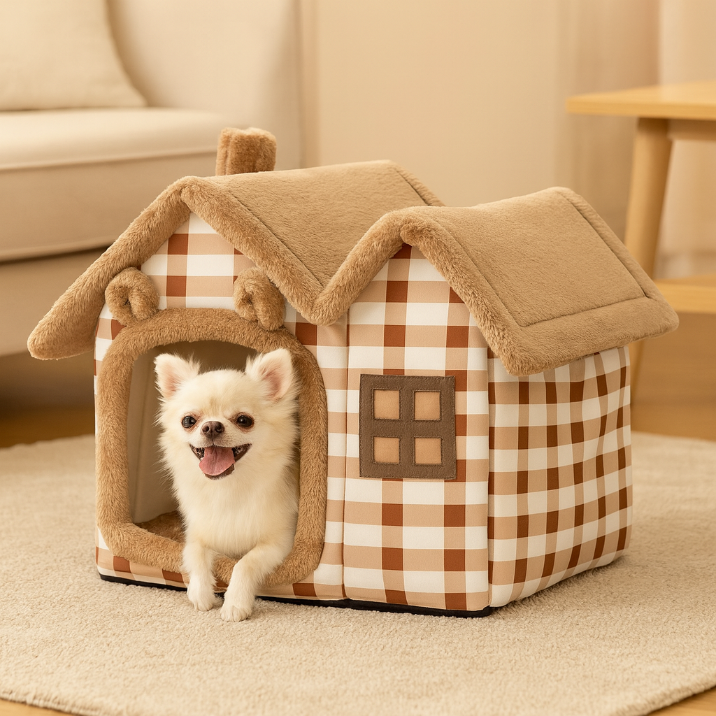Niche pour chien de luxe a carreaux