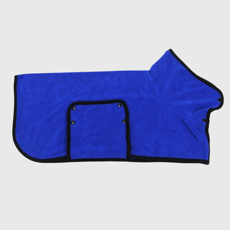Peignoir pour grand chien bleu fonce