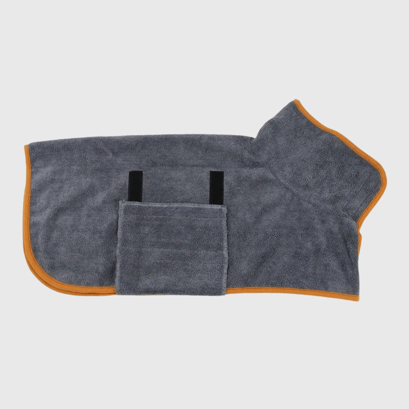Peignoir pour grand chien gris