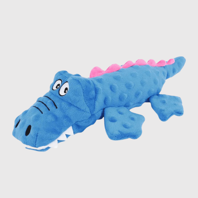 Peluche crocodile pour chien bleu