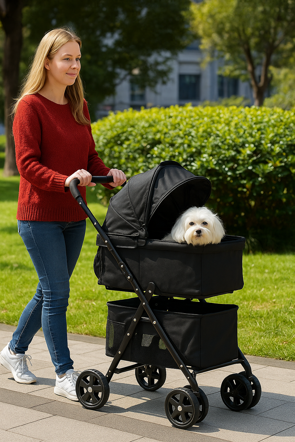 Poussette pour chien pliable