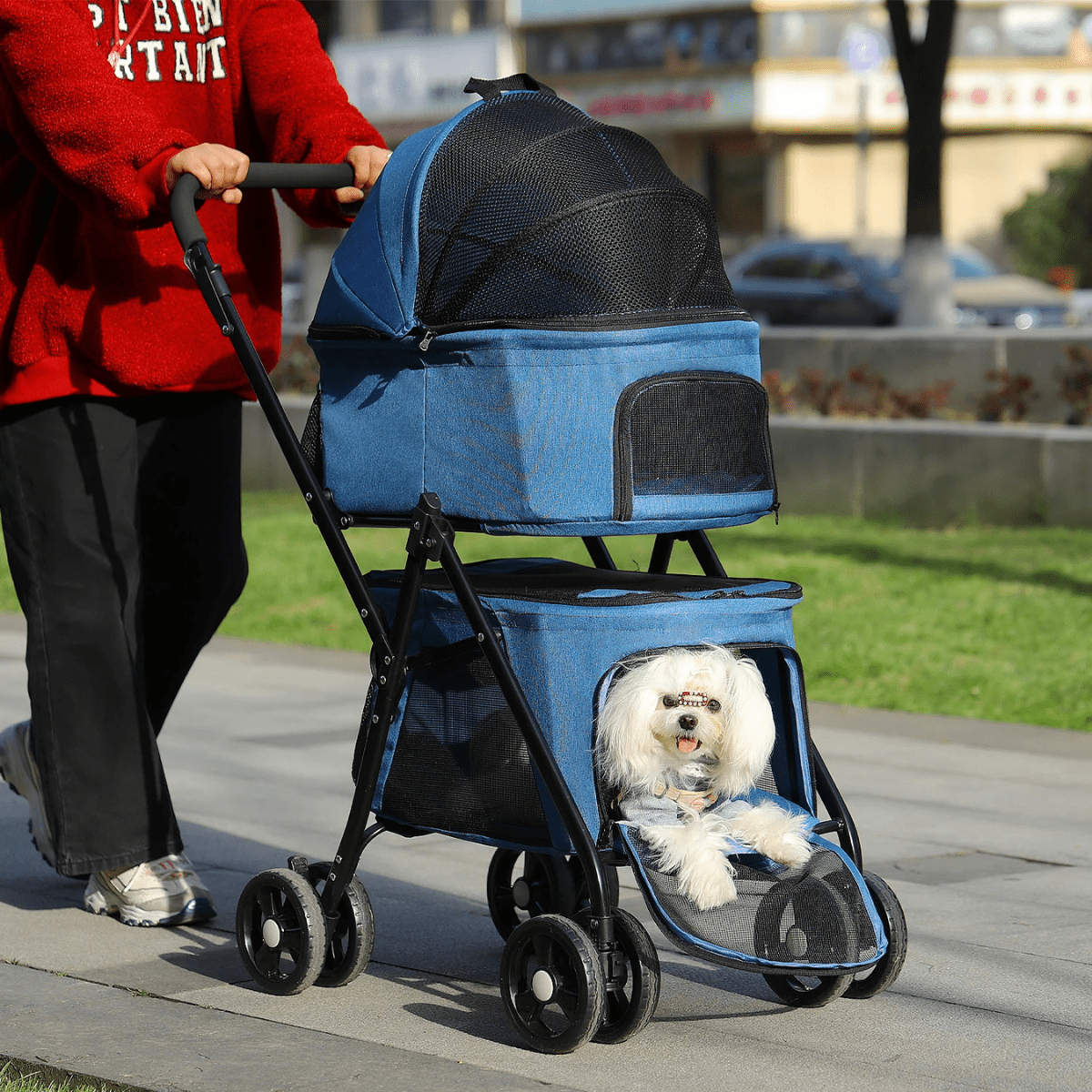 Poussette pour chien pliable bas