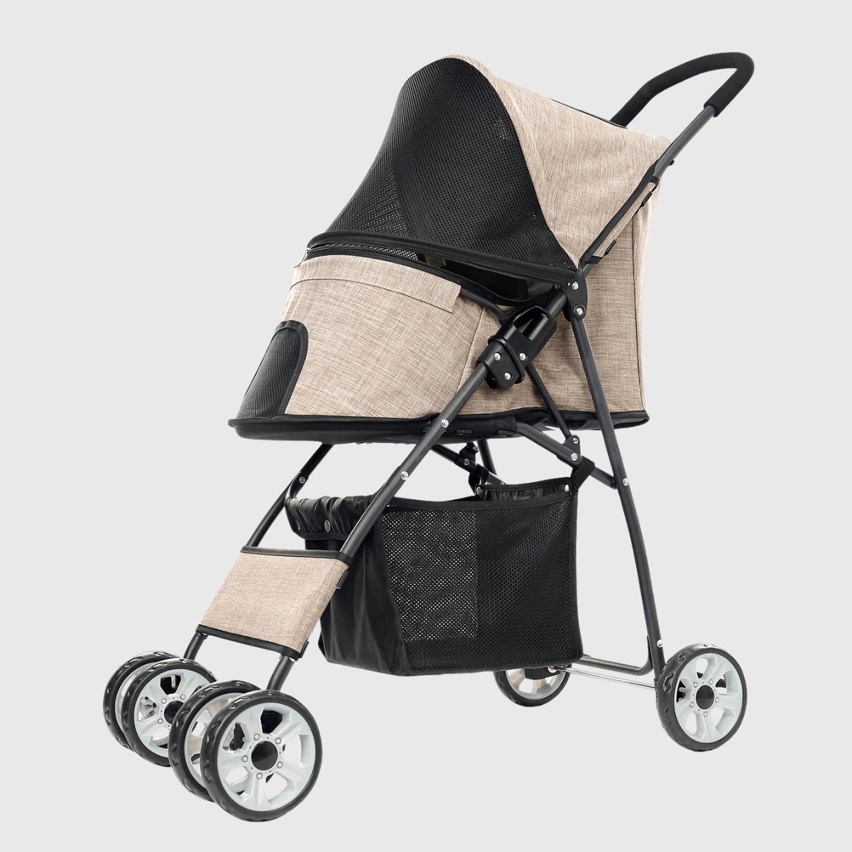 Poussette pour chien pliable beige