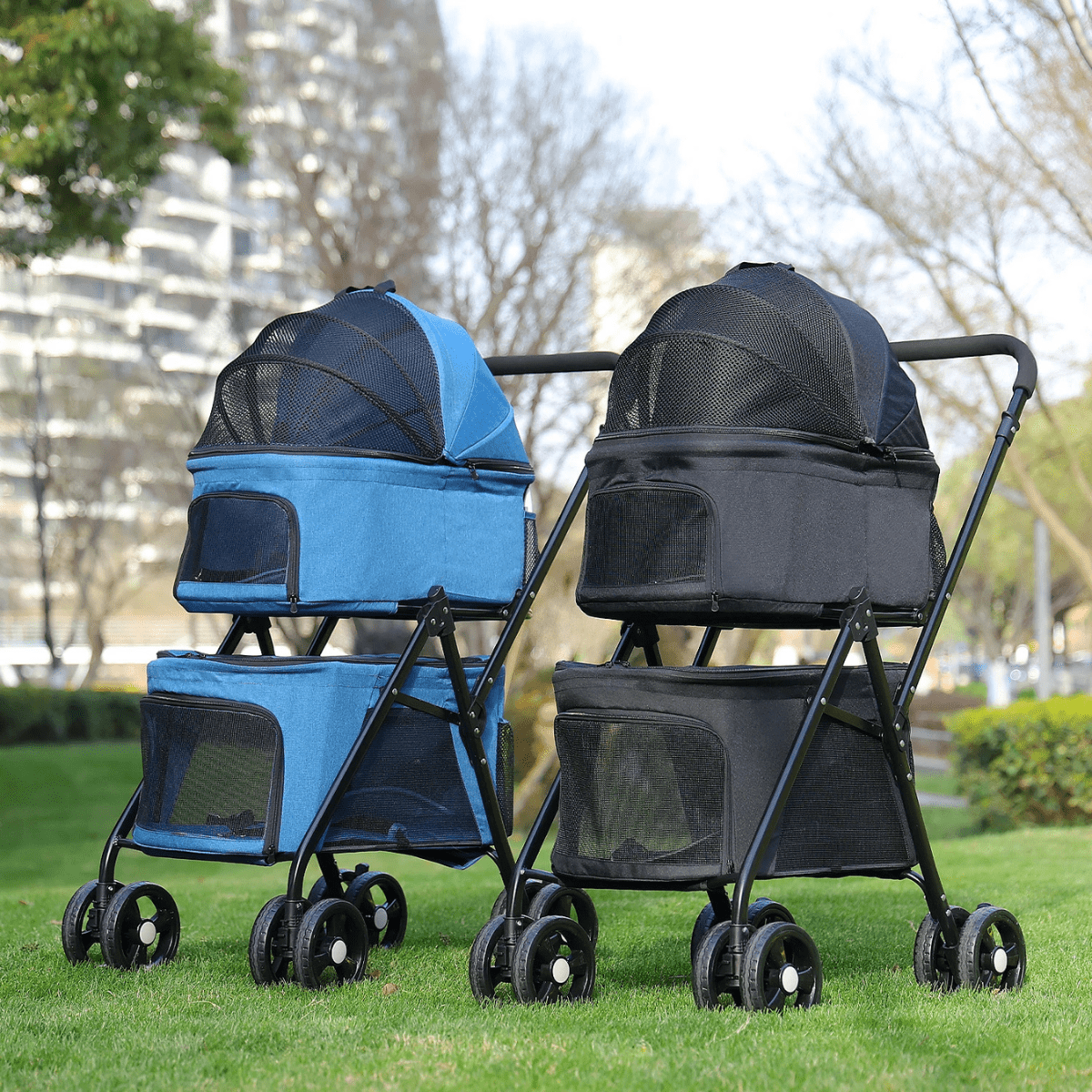 Poussette pour chien pliable dehors