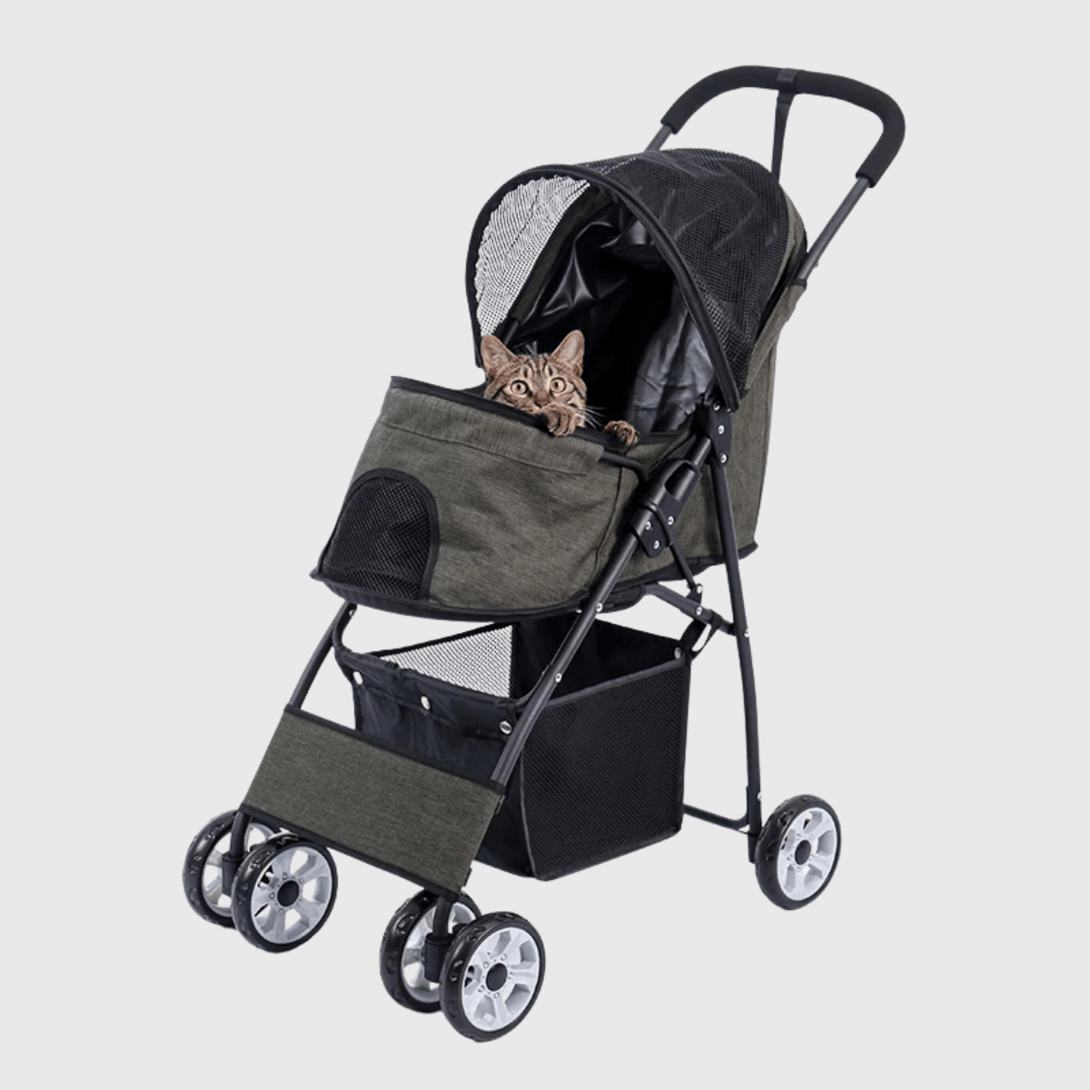 Poussette pour chien pliable grise