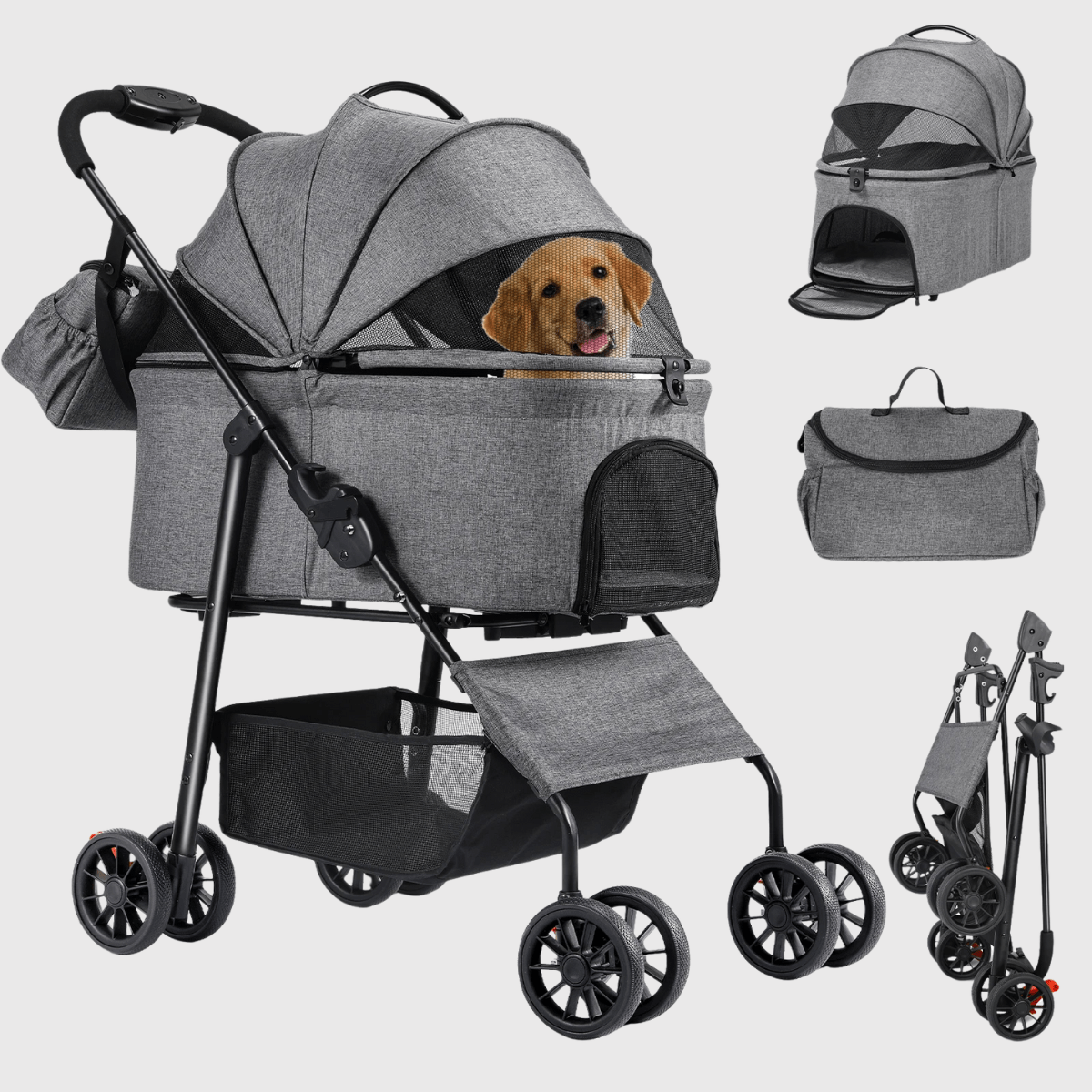Poussette pour chien tout terrain ensemble