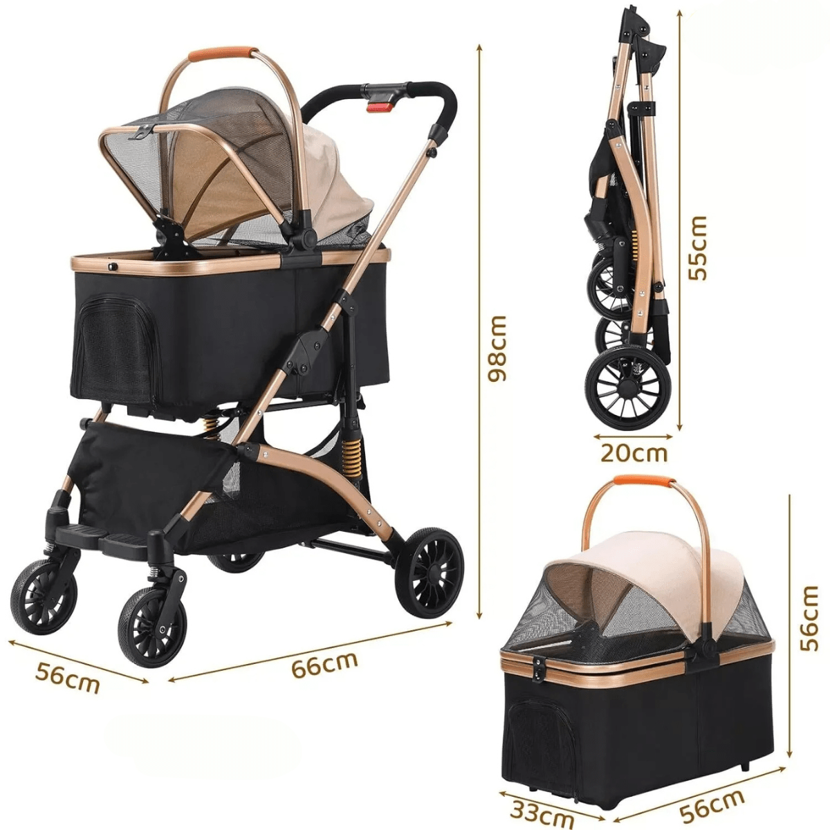 Poussette pour chien tout terrain taille