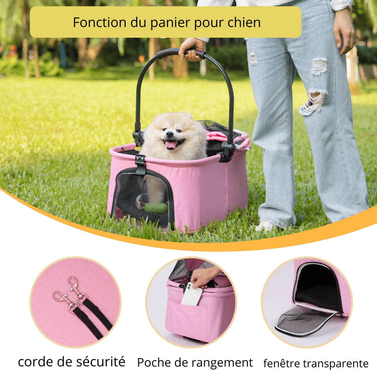 Poussette pour petit chien fonction