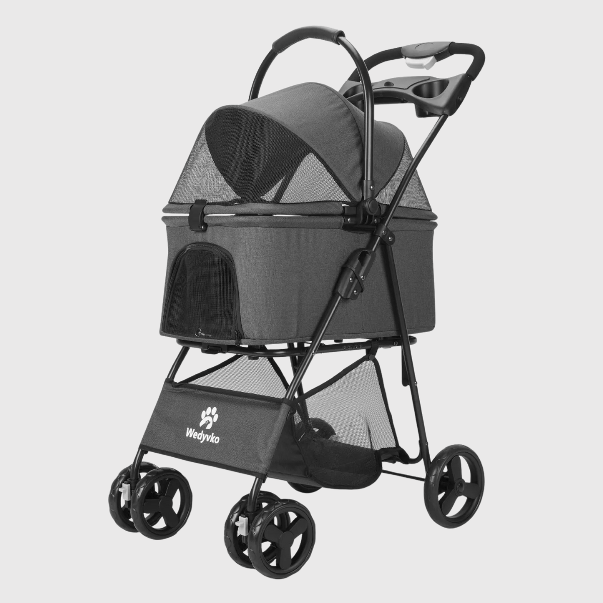 Poussette pour petit chien grise