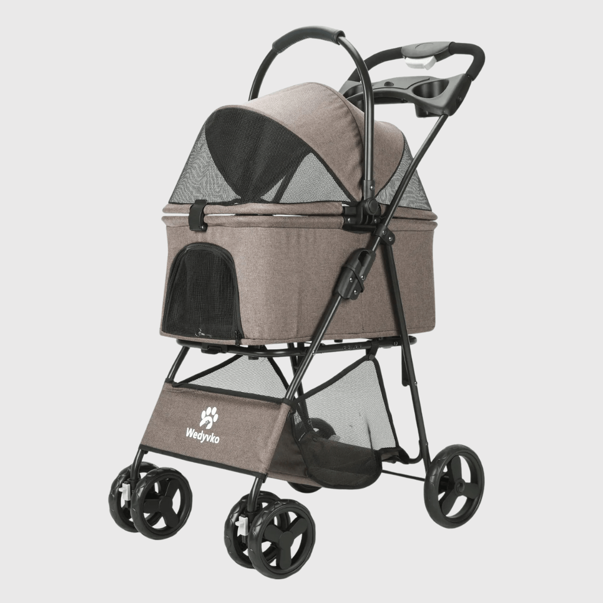 Poussette pour petit chien marron café