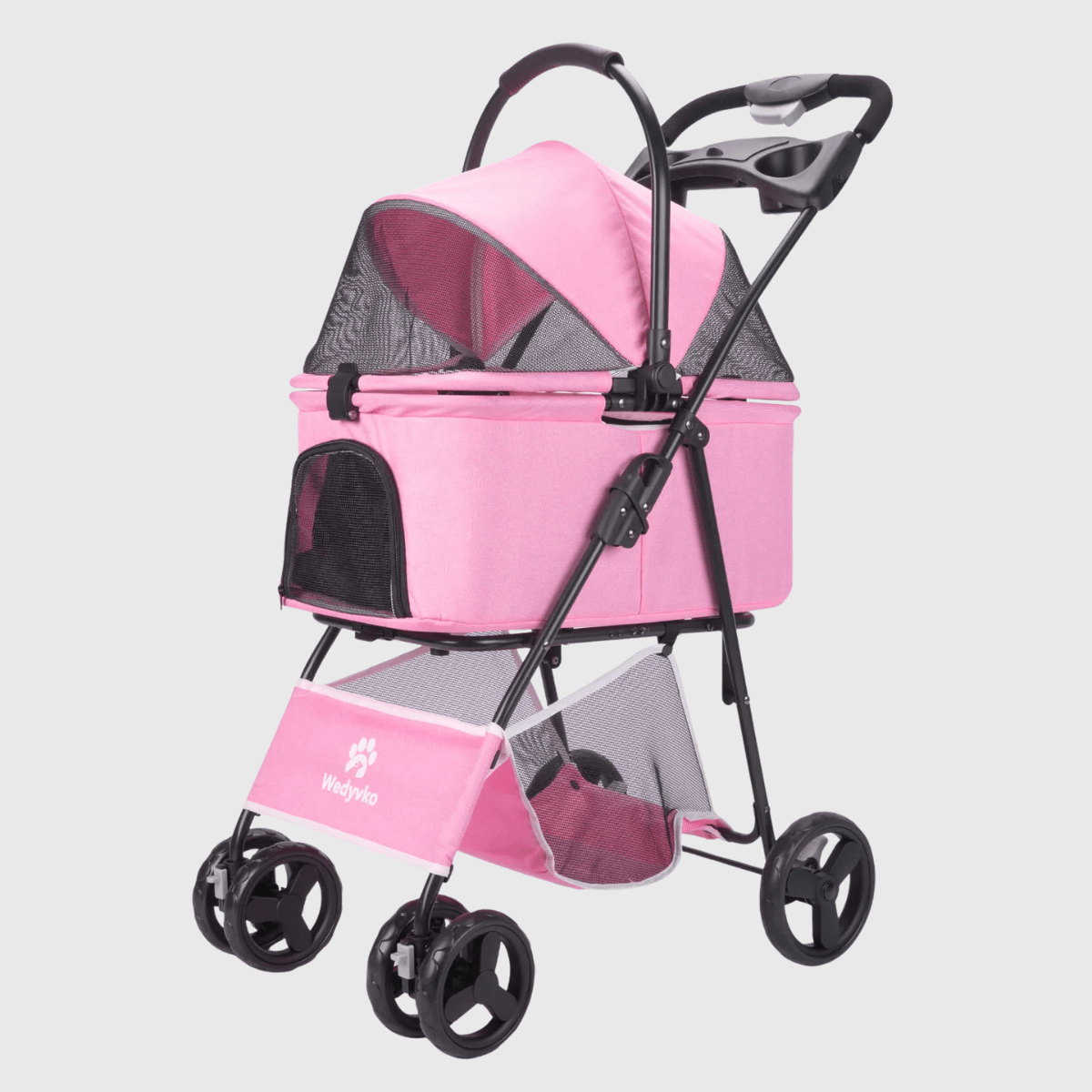Poussette pour petit chien rose