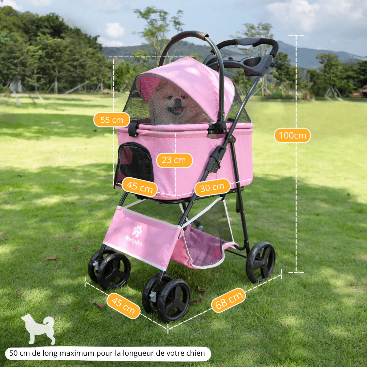 Poussette pour petit chien taille