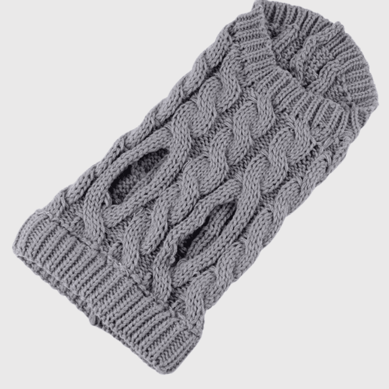 Pull chaussette pour petit chien gris cote