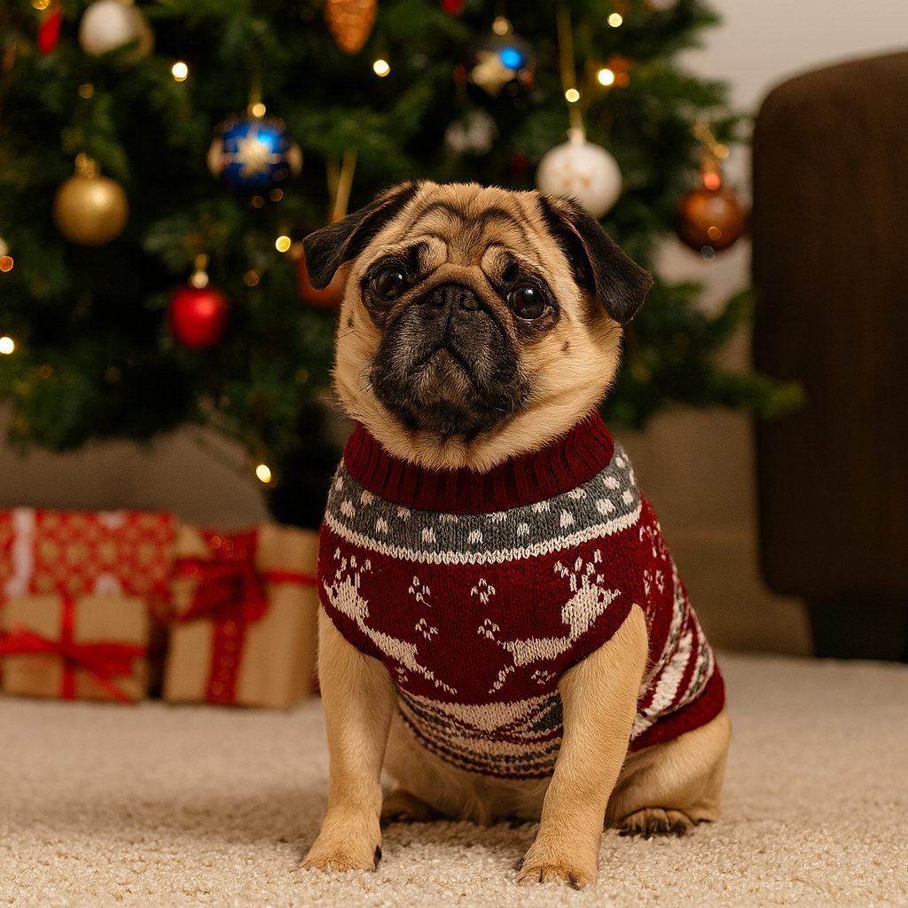 Pull de Noël pour chien bouledogue