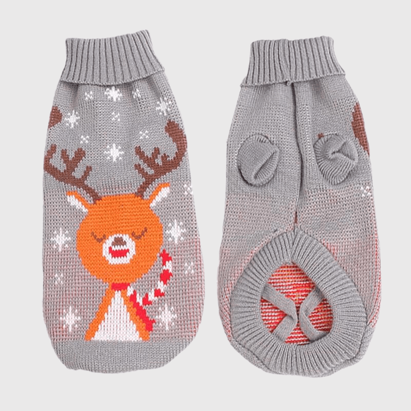 Pull de Noël pour chien gris reine
