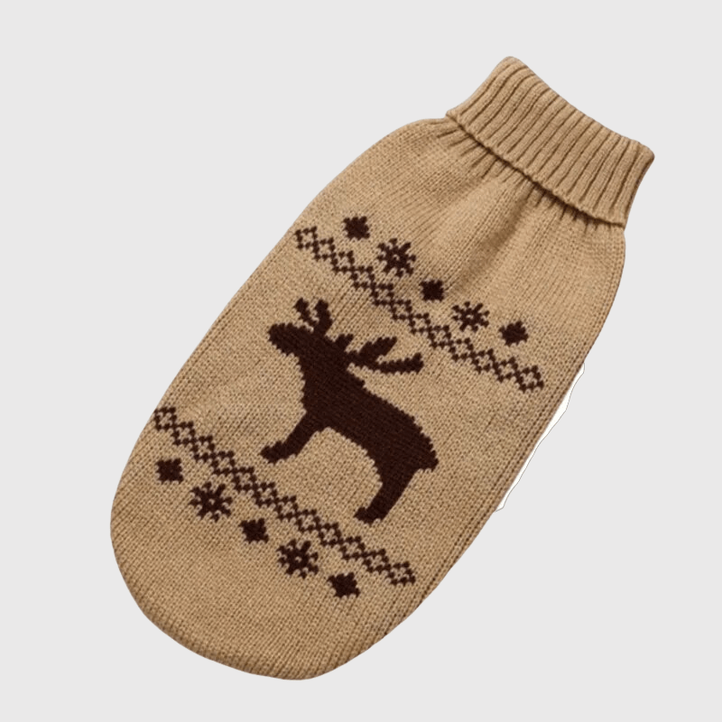 Pull de Noël pour chien marron clair