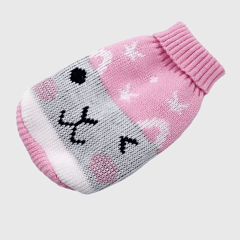 Pull de Noël pour chien rose souris