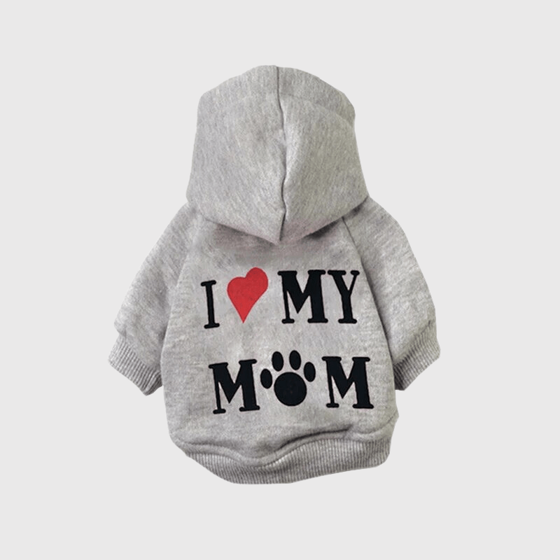 Pull pour chien I Love My Mom gris