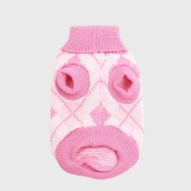 Pull pour chien a Carreaux verso rose clair